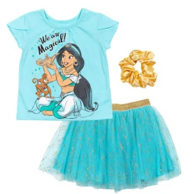 Disney Kids'  T-shirt Skirt & Scrunchie Set In Blue