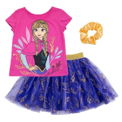 Disney Kids'  T-shirt Skirt & Scrunchie Set In Multi