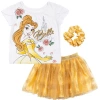 Disney Kids'  T-shirt Skirt & Scrunchie Set In Yellow