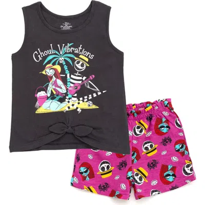 Disney Kids'  Tank Top & French Terry Shorts Set In Black