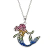 Disney The Little Mermaid Ariel Rainbow Crystal Silver Flash Plated Pendant Necklace, 18"