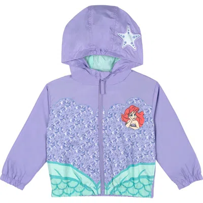 Disney Babies'  The Little Mermaid Princess Ariel Cosplay Hooded Windbreaker Jacket In Multi