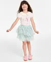 Disney Toddler & Little Girls 2-pc. Minnie Mouse Kindness Printed Flutter-sleeve T-shirt & Tulle Skirt Set In Ivory