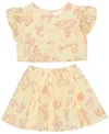 Disney Toddler And Little Girls 2-piece Belle's Day Short Sleeve Top And Skirt Set In Yellow