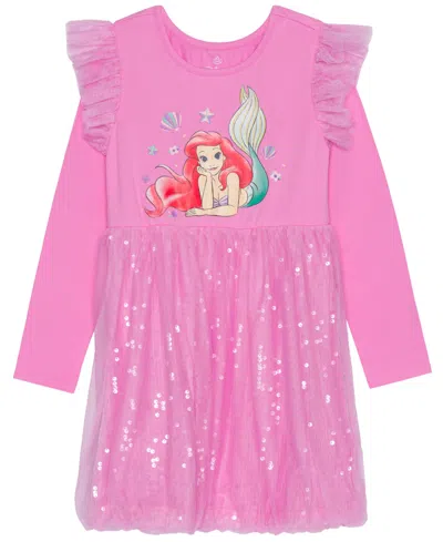 Disney Kids' Toddler & Little Girls Ariel Smile Long-sleeve Dress In Pink