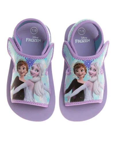 Disney Kids' Toddler And Little Girls Frozen Anna And Elsa Dual Sizes Hook And Loop Sandals In Purple