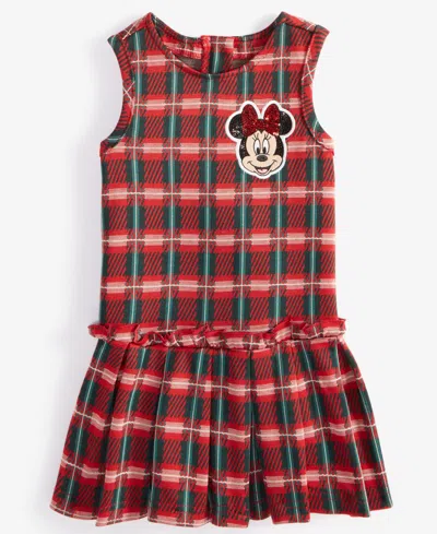 Disney Kids' Toddler & Little Girls Minnie Mouse Yarn-dyed Plaid Dress In Red
