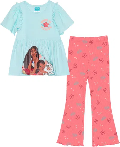 Disney Kids' Toddler And Little Girls 2-piece Moana Born To Voyage Short Sleeve Top And Legging Set In Mint