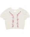 Disney Toddler And Little Girls Princess And Roses Short Sleeve Sweater In Ivory