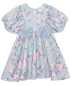 Disney Toddler And Little Girls Princess Flower Short Sleeve Dress In Blue