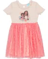 Disney Toddler And Little Girls Short Sleeve Moana Sisters Dress In Beige