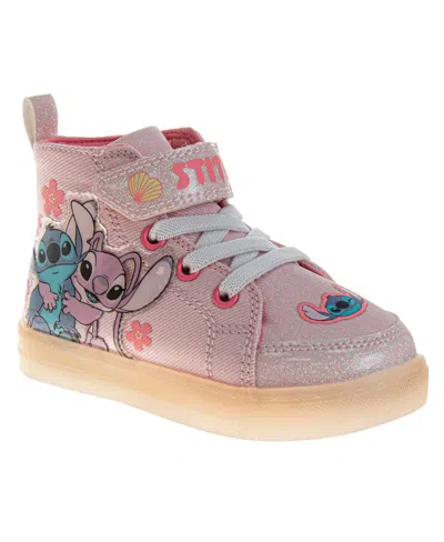 Disney Kids' Toddler And Little Girls Stitch High Top Light Up Sneakers In Pink