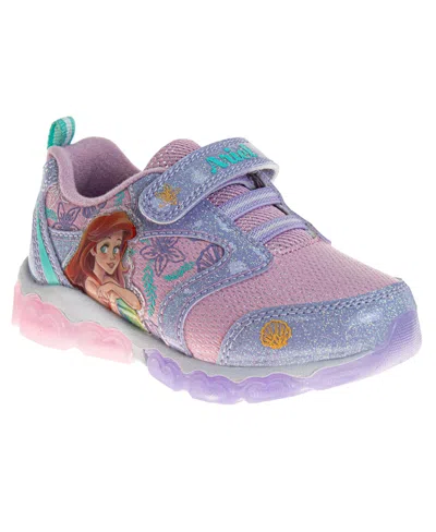 Disney Kids' Toddler And Little Girls The Little Mermaid Hook And Loop Light Up Fashion Sneakers In Pink