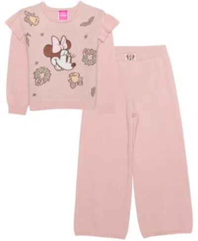Disney Kids' Toddler Girls 2t 6x Long Sleeve Minnie Mouse Sweater Pants 2 Piece Set Created For Macys In Pink