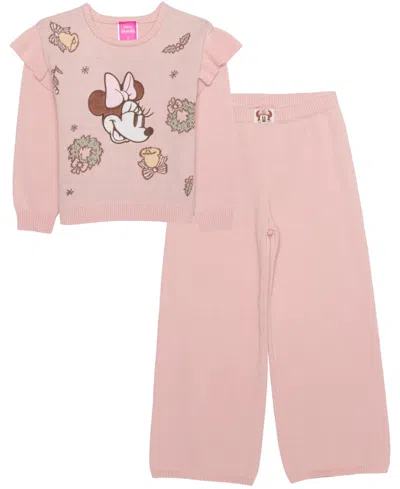 Disney Kids' Toddler Girls' 2t-6x Long-sleeve Minnie Mouse Sweater And Pants, 2-piece Set, Created For Macy's In Brown