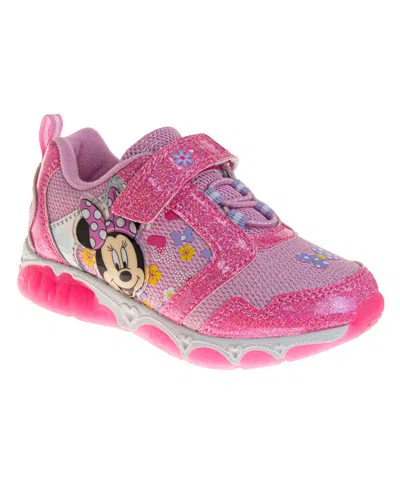 Disney Babies' Toddler Girls Light Up Hook And Loop Sneakers In Pink