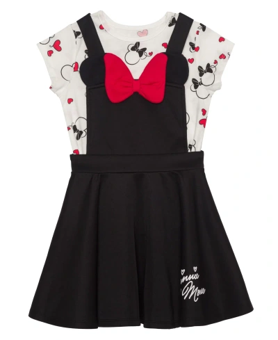 Disney Kids' Toddler Girls Minnie Hearts Short Sleeve T-shirt And Dress, 2 Pc. Set In Black