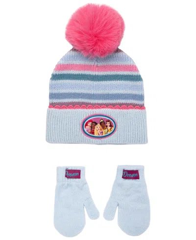 Disney Babies' Toddler Girls' Princes Beanie Hat And Mitten, 2-piece Set In Blue