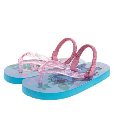 Disney Babies' Toddler Girls Stitch And Angel Dual Sizes Flip Flop Slippers In Blue