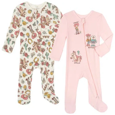 Disney Toy Story Baby Girls' 2-pack Footed Sleep N' Play Coveralls In Multi