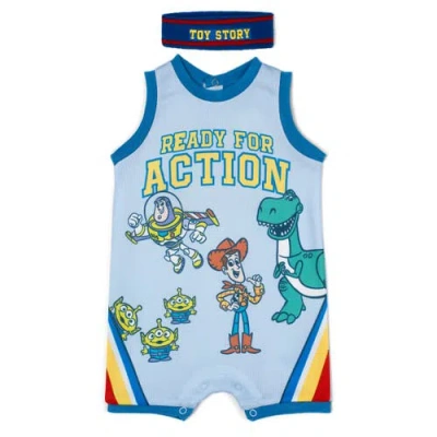 Disney Babies'  Toy Story Basketball Romper And Sweatband Set In Multi
