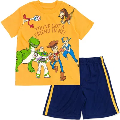 Disney Kids'  Toy Story Buzz Lightyear T-shirt & Mesh Shorts Set In Yellow