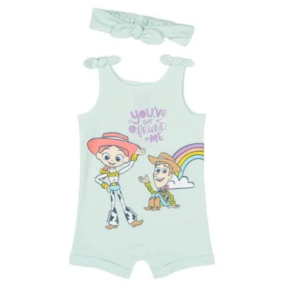 Disney Babies'  Toy Story Toddler Girls' 2-piece Sleeveless Romper And Headband Set In Blue