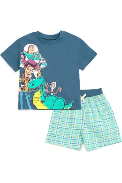 Disney Kids'  Toy Story T-shirt And Plaid Shorts Set In Blue