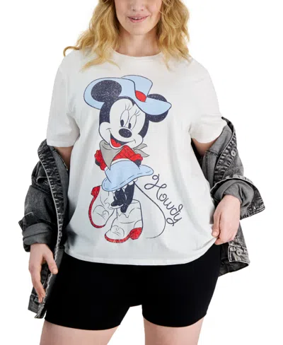 Disney Trendy Plus Size Howdy Minnie Mouse Tee In Egret
