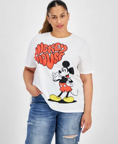 Disney Trendy Plus Size Mickey Mouse Graphic T-shirt In Egret