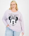 Disney Trendy Plus Size Minnie Mouse Graphic Sweatshirt In Lavender Haze