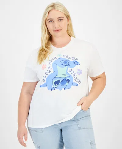 Disney Trendy Plus Size Stitch No Bad Days Graphic T-shirt In Bright White