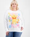 Disney Trendy Plus Size Winnie The Pooh Graphic Fleece Sweatshirt In White