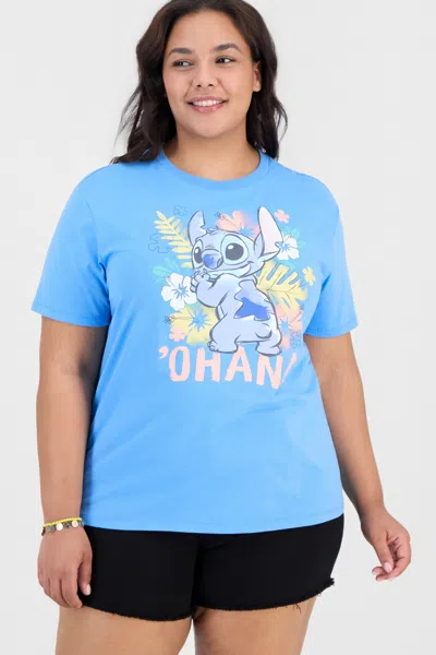 Disney Trendy Plus Stitch Ohana Crewneck Tee In Blue