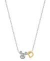 Disney Unwritten  Cubic Zirconia Mickey Mouse Initial Pendant Necklace In Two-tone-d