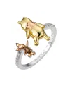 Disney Unwritten  Winnie The Pooh Piglet Cubic Zirconia Bypass Ring In Tri Tone