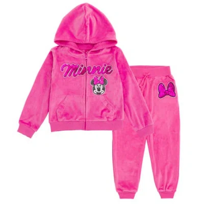 Disney Kids'  Velour Hoodie & Pants Set In Pink