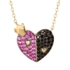 Disney Villains Queen Of Hearts Necklace, 18", 18k Gold Flash-plated Sterling Silver In Brown