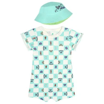 Disney Babies'  Winnie The Pooh 2-piece Romper And Bucket Hat Set In Blue