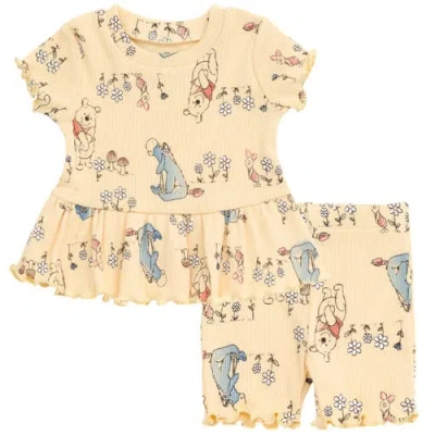 Disney Babies'  Winnie The Pooh 2-piece T-shirt And Bike Shorts Set In Brown