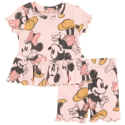 Disney Babies'  Winnie The Pooh 2-piece T-shirt And Bike Shorts Set In Pink