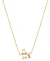 Disney Winnie The Pooh And Piglet Cubic Zirconia Pendant Necklace In Gold