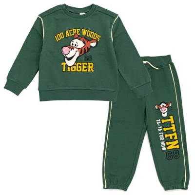 Disney Winnie The Pooh Baby Boys' Fleece Sweatshirt And Pants Set In Green