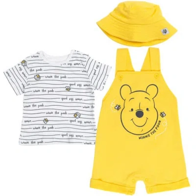 Disney Winnie The Pooh Baby Boys' Shortall And T-shirt Set With Hat In Multi