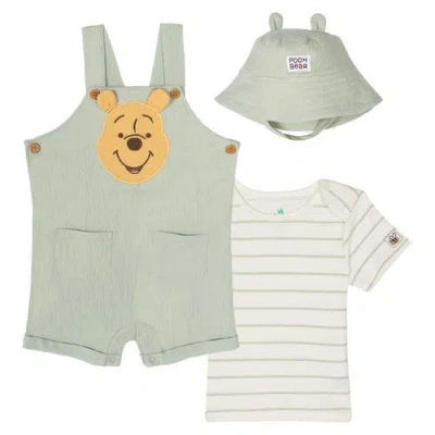 Disney Winnie The Pooh Baby Boys' Shortall And T-shirt Set With Hat In Multi