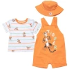 Disney Winnie The Pooh Baby Boys' Shortall And T-shirt Set With Hat In Orange