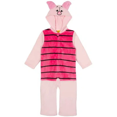 Disney Kids'  Winnie The Pooh Cosplay Hooded One Piece Pajamas In Pink