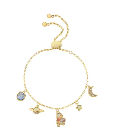 Disney Winnie The Pooh Crystal Charm Bolo Bracelet In Gold