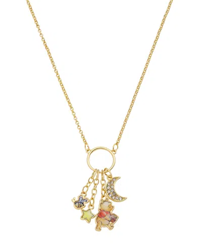 Disney Winnie The Pooh Crystal Cluster Charm Necklace In Gold