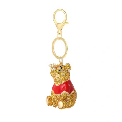 Disney Winnie The Pooh Crystal Pavé Crystal Bag Charm Keychain, Officially Licensed In Gold